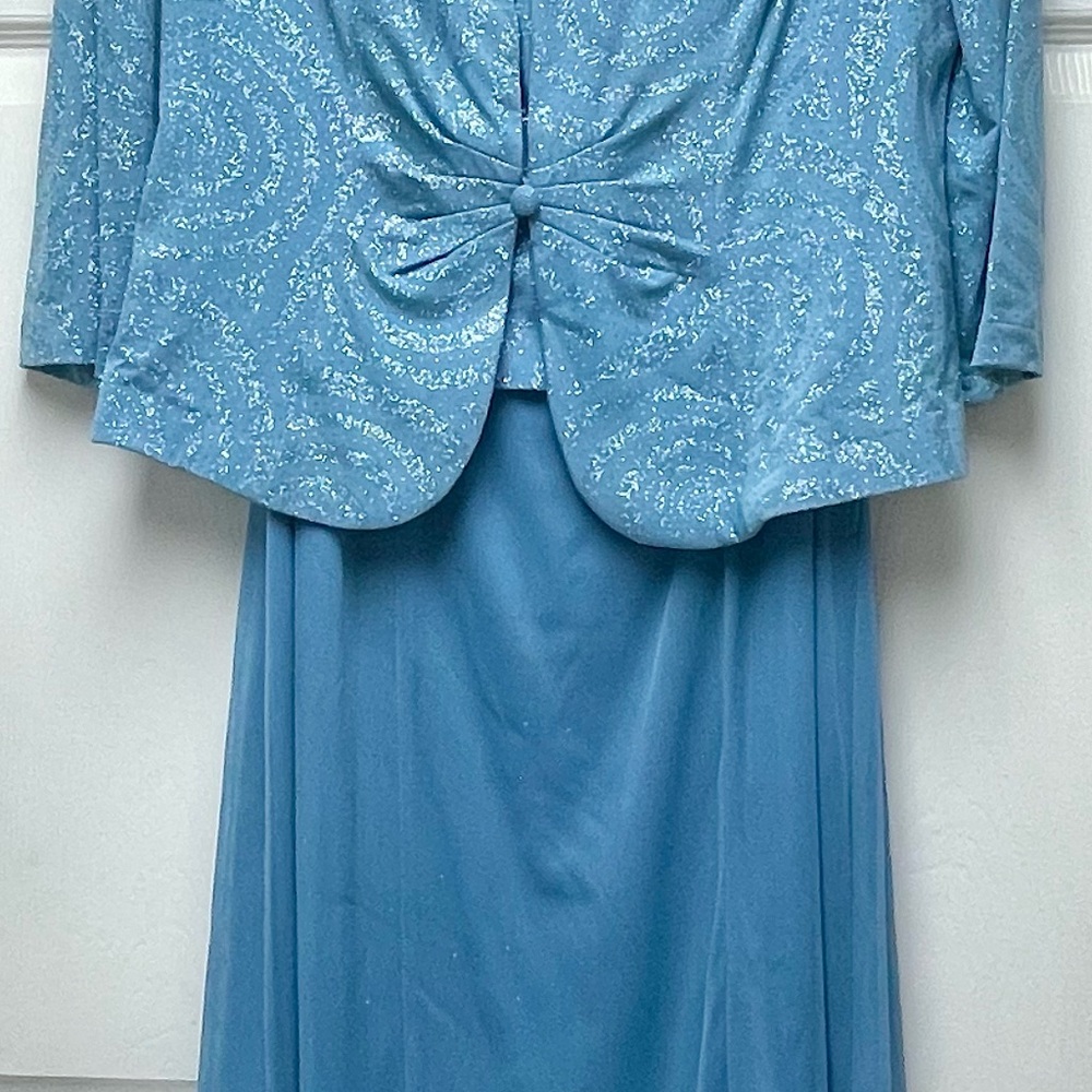 Alex Evenings Blue Glitter Dress and Jacket Set